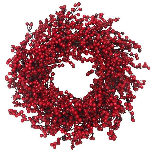 VGIA 22 inches Christmas Wreath Door Wreath Stunning Red Berry Wreath  Christmas Decoration