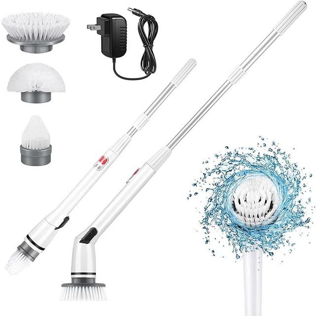 Spin Scrubber, 360-degree Cordless Electric Cleaning Scrubber, Power Scrubber with Long Handle and Cordless, Shower, Tub and Tile Scrubber, Equipped with 3 Multi-Purpose Cleaning Brush Heads