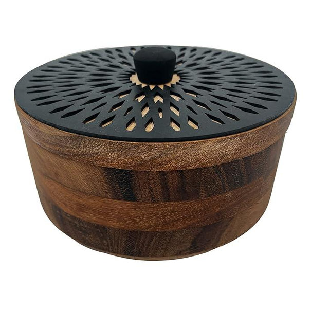 Handmade tortilla warmer - Hand-engraved and hand-painted parota wood tortilla holder Made in Mexico by artisans in Olinala Guerrero (Mandala)