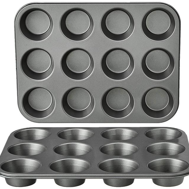 Nonstick Muffin Baking Pan, 12 Cups - Set of 2