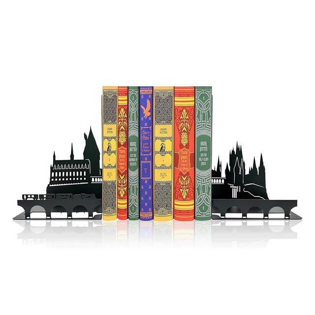 Magic School Metal Decor - Wizard School Bookends, Minimalistic Magic Castle Design, Magical Room and Office Decor, Durable and Stylish Kids Book Ends,H&P Decorative Bookends