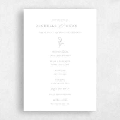 Grey Standard Wedding Program - Seraphine Letterpress