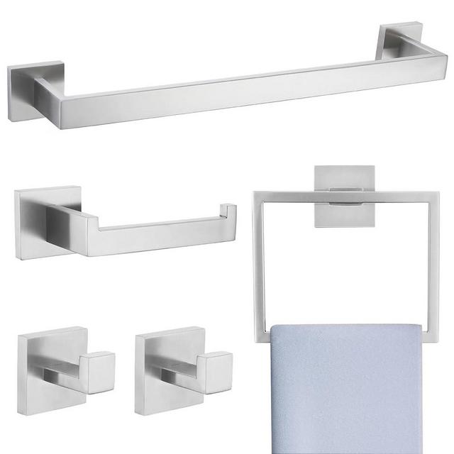 Brushed Nickel 5-Piece Bathroom Hardware Accessories Set-Towel Bar & Holder Set for Bathroom, SUS304 Stainless Steel Bathroom Accessories Set Wall Mounted,16-Inch
