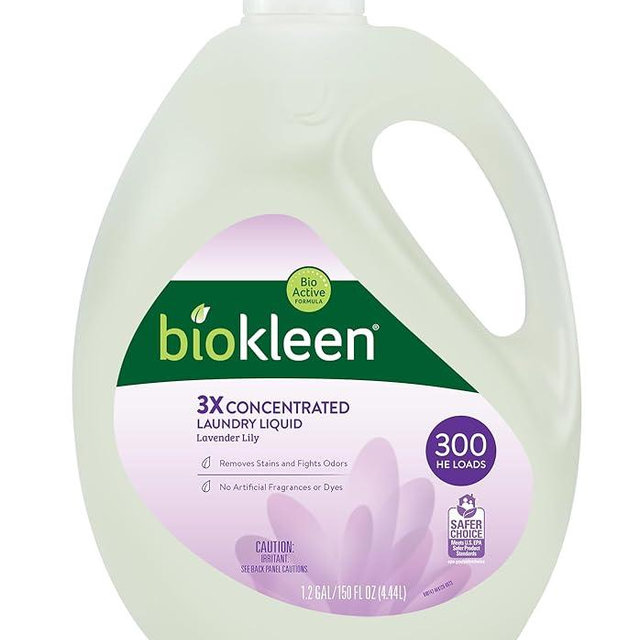 Biokleen Natural Laundry Detergent - 300 HE Loads - Liquid, Eco-Friendly, Plant-Based, No Artificial Fragrance, Colors or Preservatives, Lavender Lily, 150 Fl Oz