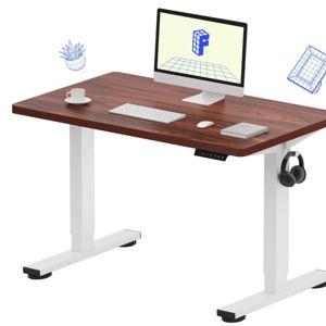 FLEXISPOT EN1 Standing Desk, White Frame + Mahogany Desktop - 40 x 24 in