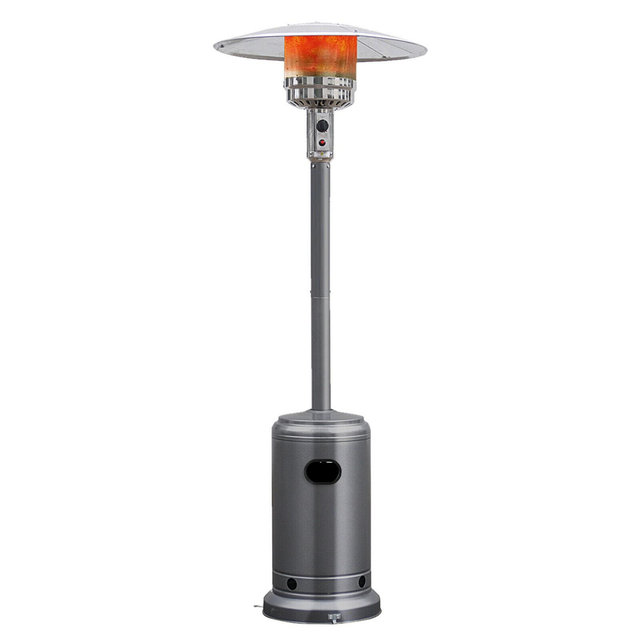 Costway 50000 BTU Patio Standing LP Gas Heater Stainless Steel Propane w/Wheels Grey