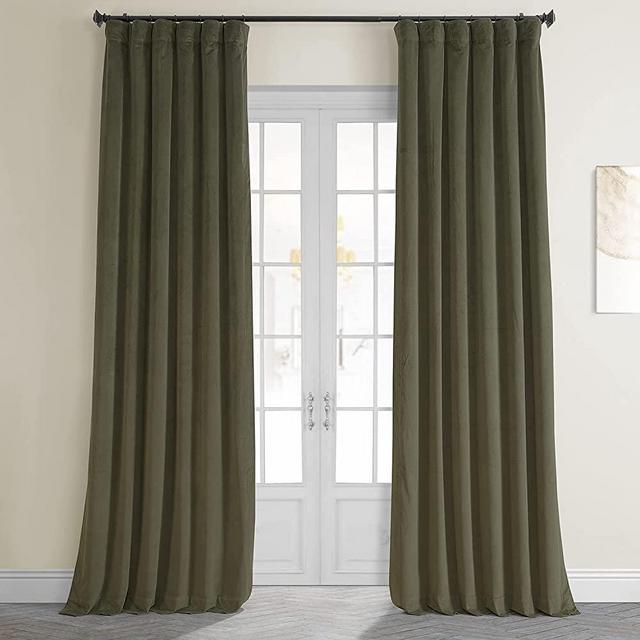 HPD Half Price Drapes VPCH-190622-108 Signature Blackout Velvet Curtain (1 Panel), 50 X 108, Hunter Green