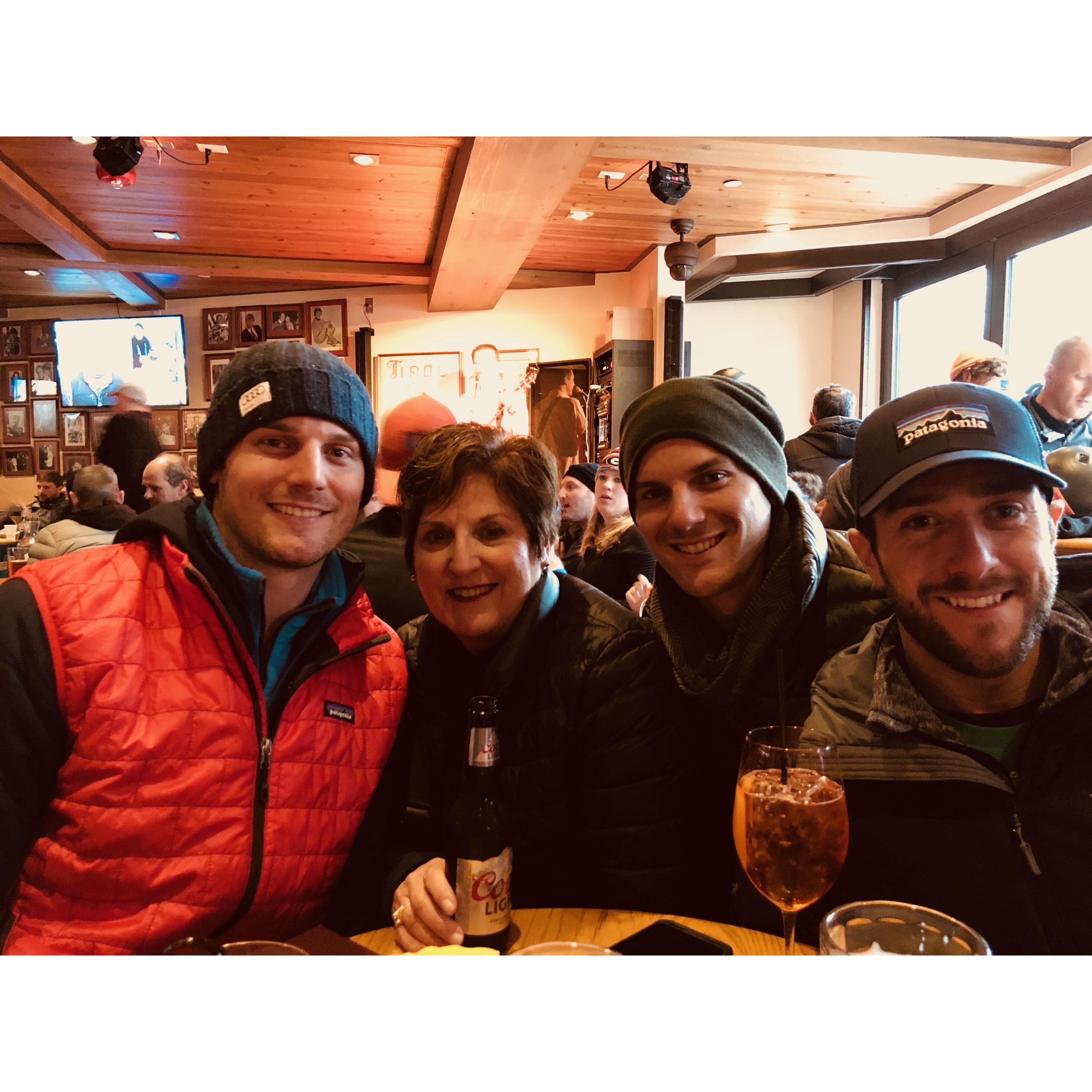 Apres Ski with Tyler and Mom in Vail after Patrick's first day of skiing!
