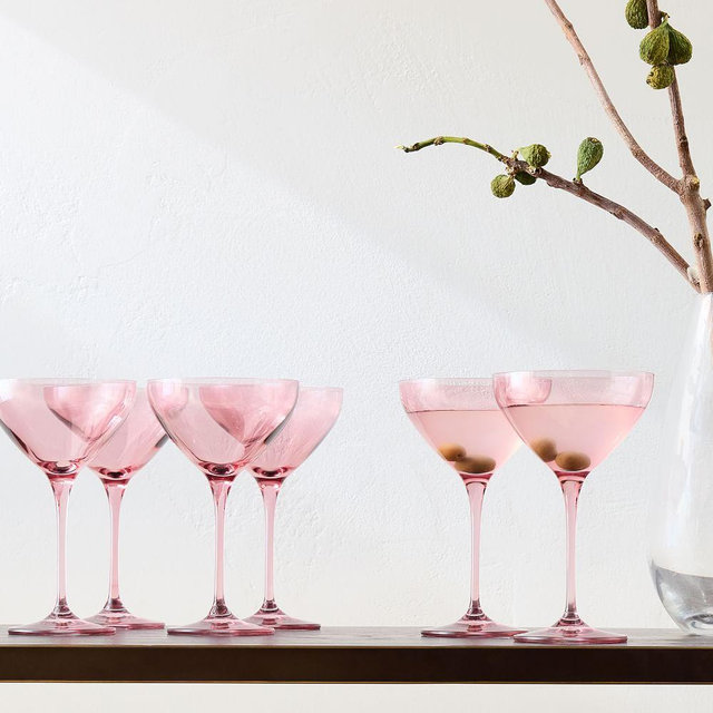 Estelle Colored Glass Martini Glass Set Rose