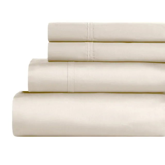 Luxury Cotton 850 Thread Count Solid Deep Pocket Sheet, King, Ivory - Blue Nile Mills