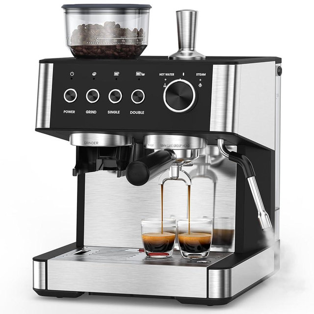 COWSAR (2025 New) Espresso Machines with Built-in Anti-Clog, 20 Bar Expresso Coffee Machines with Milk Frother Steam Wand, Tamping Tool, Espresso Machine with Grinder for Latte, Cappuccino, Americano