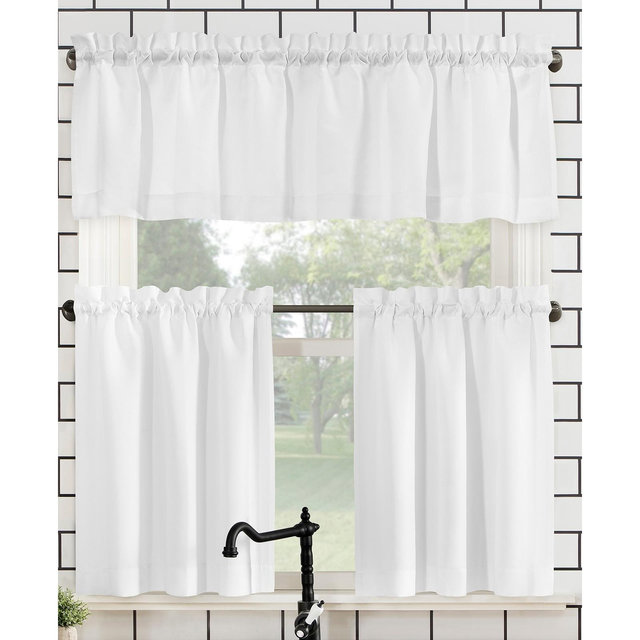 No. 918 Martine Microfiber Semi-Sheer Rod Pocket Kitchen Curtain Valance and Tiers Set