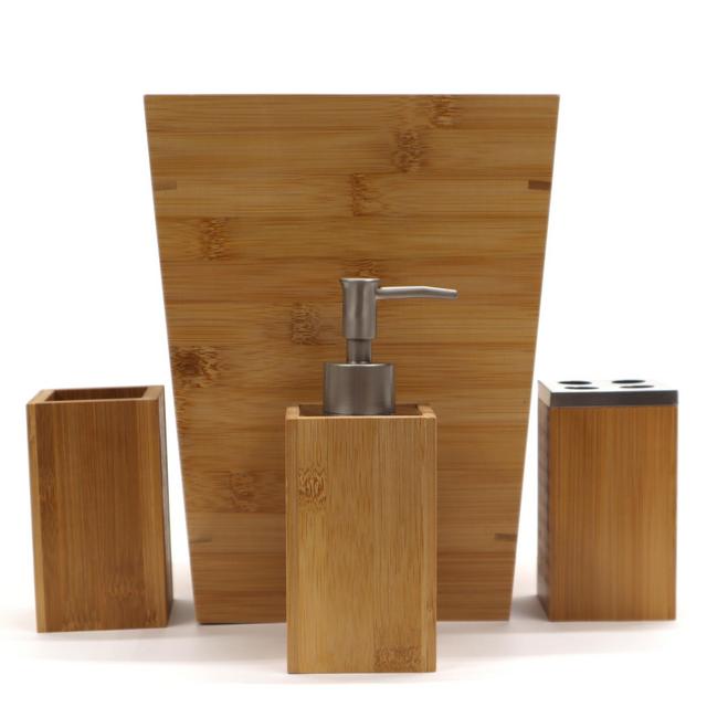 Bamboo 4 PC Bathroom Accessory Set