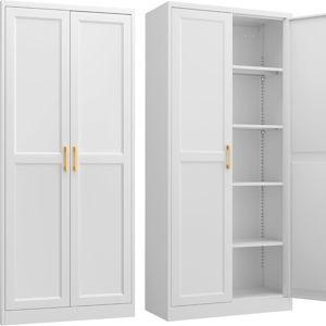 Kitchen Pantry Cabinet,71”White Metal Pantry Storage Cabinet