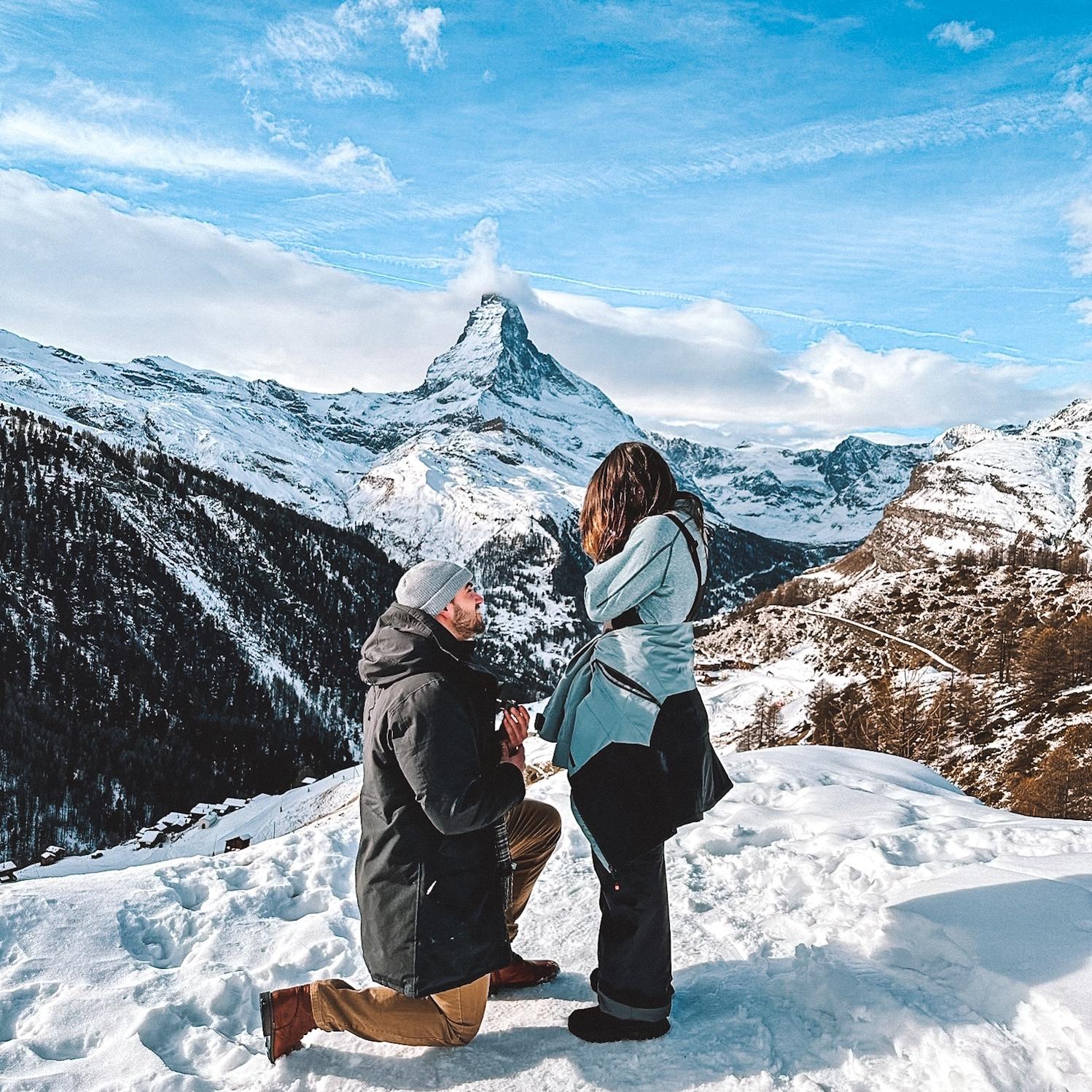 Johnny proposing on Family trip to Zermatt, Switzerland