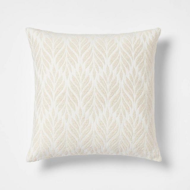 Woven Botanical Square Throw Pillow Cream - Threshold™