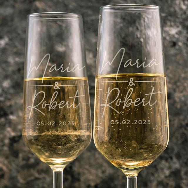 Engagement Gifts for Couple, Champagne Flutes Personalized, Wedding Gifts, Set of 2, Couples Gift