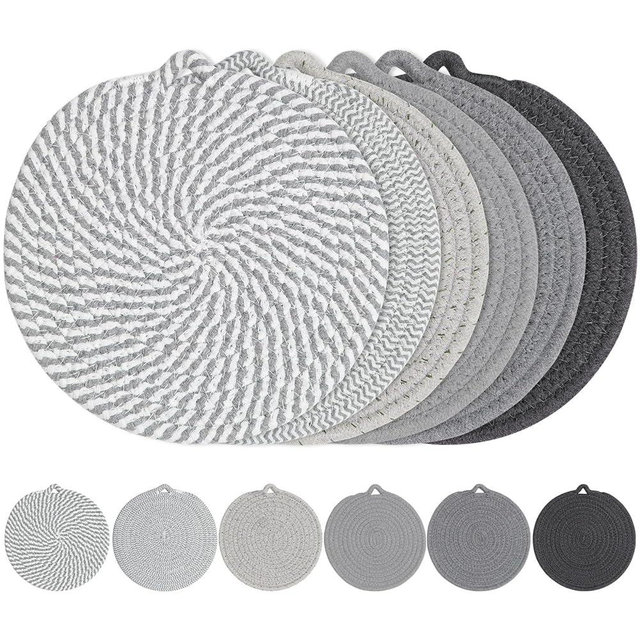 8" Trivets for Hot Dishes, 6 Pack Hot Pads for Kitchen Counter & Dining Table, Heat Resistant | Scratches | Stains Cotton Trivets for Hot Pots and Pans