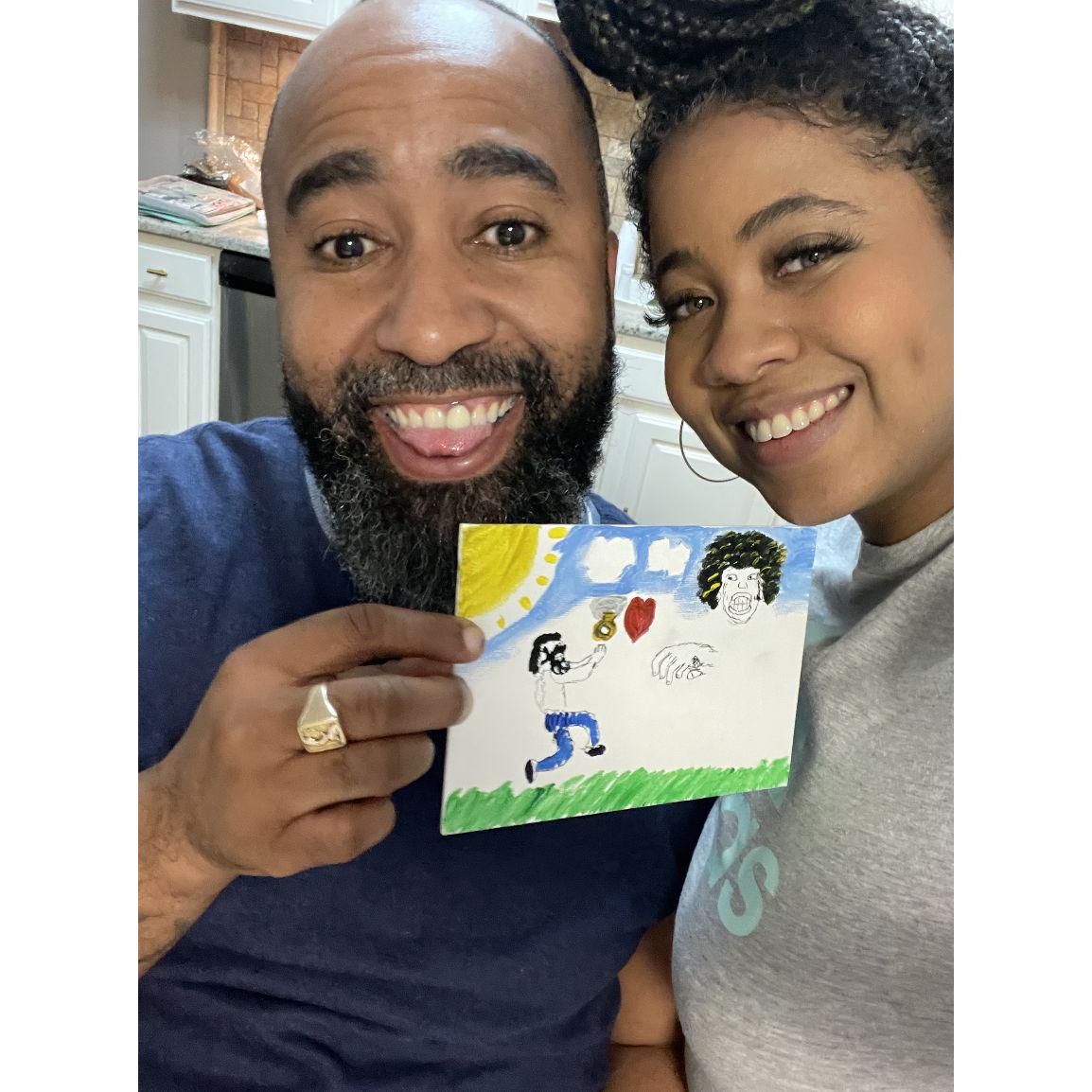 Christmas 2023 - Foxx painted this picture of us for his 2024 goals!