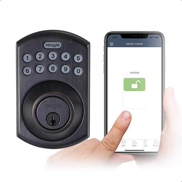 Reagle Smart Lock, Bluetooth Keypad Deadbolt, Apple HomeKit certified, works with Siri, iOS and Android - Dark Bronze