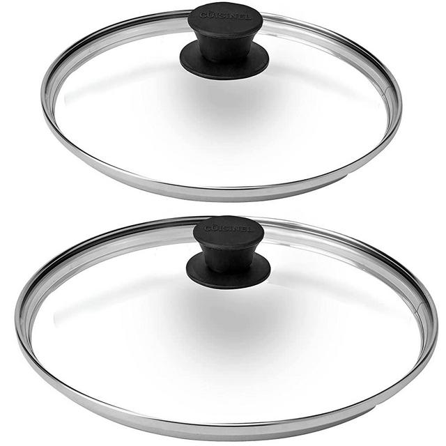Glass Lids Set - 10" + 12"-Inch / 25.4cm+30.48cm / 264mm + 308mm - Compatible with Lodge Cast Iron - Fully Assembled Tempered Replacement Cover - Oven Safe for Skillets Pots Pans: Universal Cookware