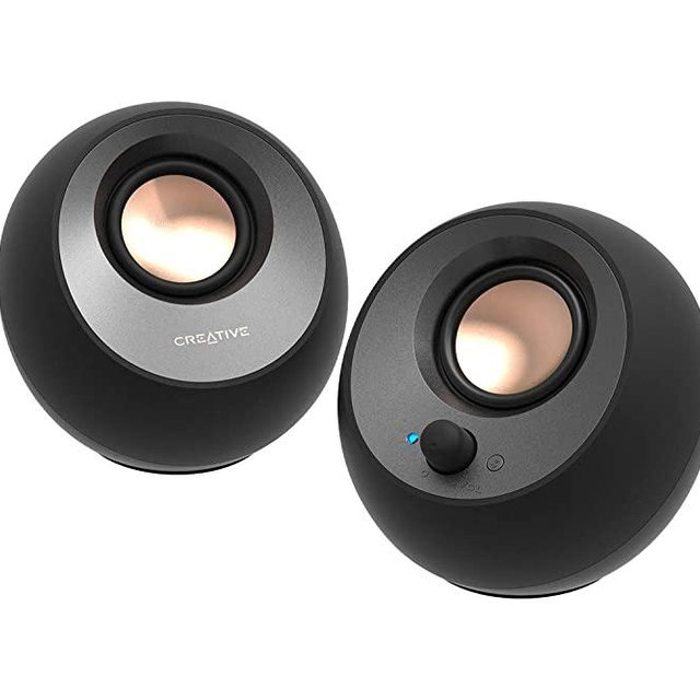 Creative Pebble V3 Minimalistic 2.0 USB-C Desktop Speakers with USB Audio, Clear Dialog Enhancement, Bluetooth 5.0, 8W RMS with 16W Peak Power, USB-A Converter Included (Black)
