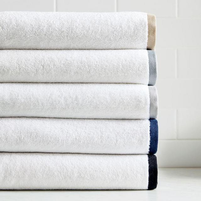 Border Edge Organic Towels- NAVY Hand Towels with Monogram