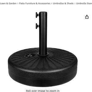 Simple Deluxe 20" Round Heavy Duty Patio Umbrella Base Stand with Steel Umbrella Holder, Water or Sand Fillable for Outdoor, Lawn, Garden, 50lbs Weight Capacity, Black