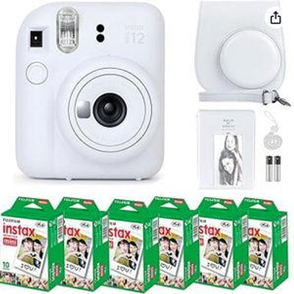 Fujifilm Instax Mini 12 Camera Bundle - Clay White