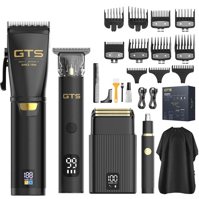 GTS Hair Clippers for Men Professional, Beard Trimmer Kits & Sets, Cordless Mens Hair Trimmer, Electric Shavers, Haircutting Machine with LED Display, for Barber 4 in 1