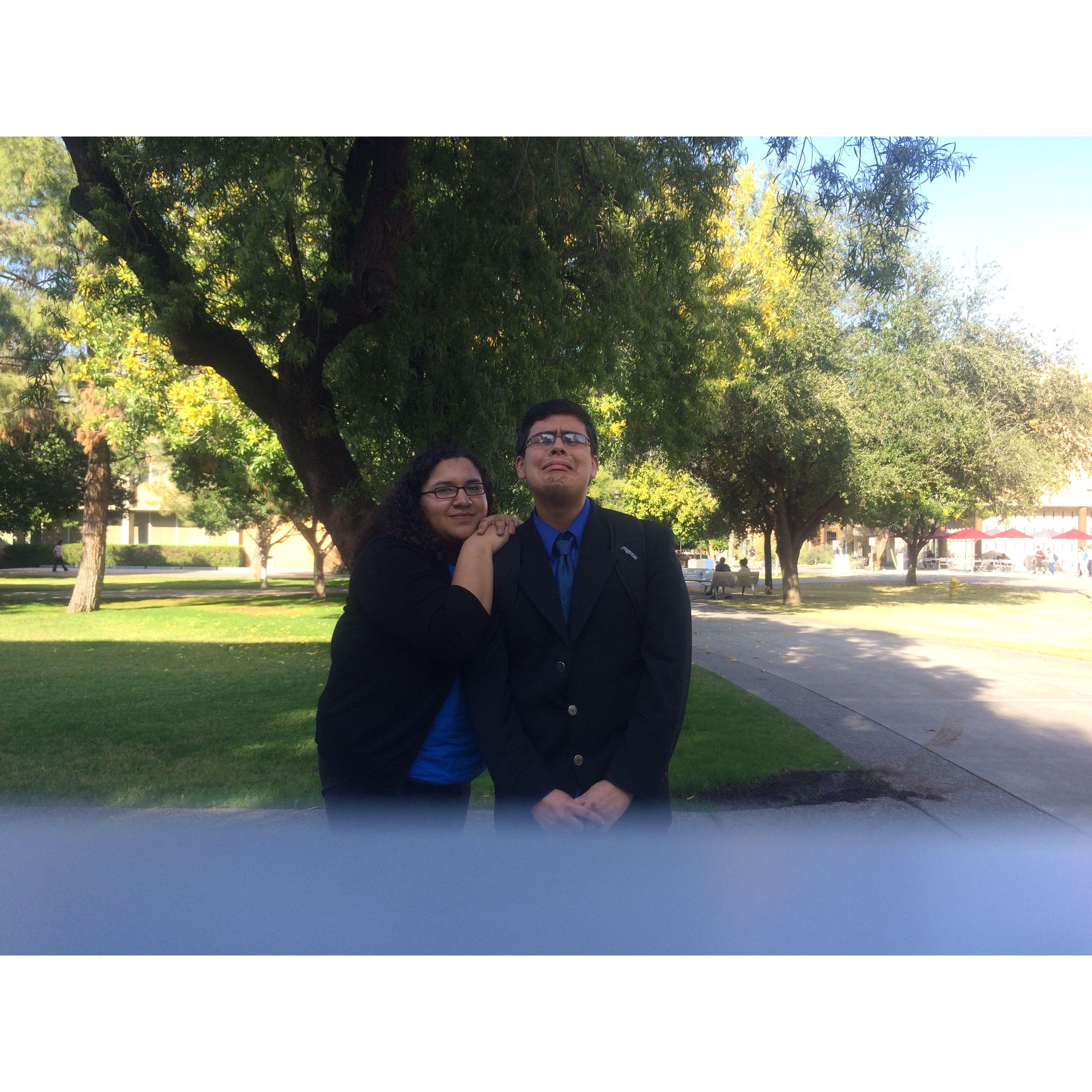 December 2014. first photo. Post a horrible semester long project. They never thought this friendship would end up being love.