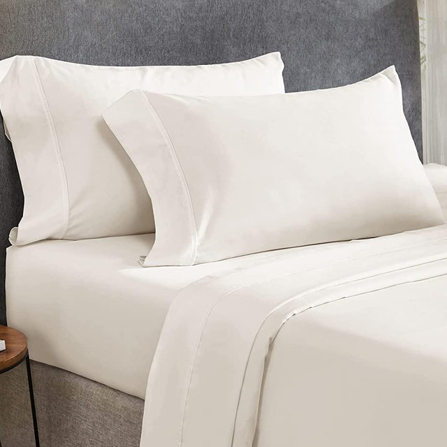 California Design Den Softest 100% Cotton Sheets, Full Size Sheet Sets, 4 Pc Set, 400 Thread Count Sateen Bedding, Deep Pocket Sheets, Cooling Sheets, Full Size Sheets, Breathable Bed Set (Ivory)