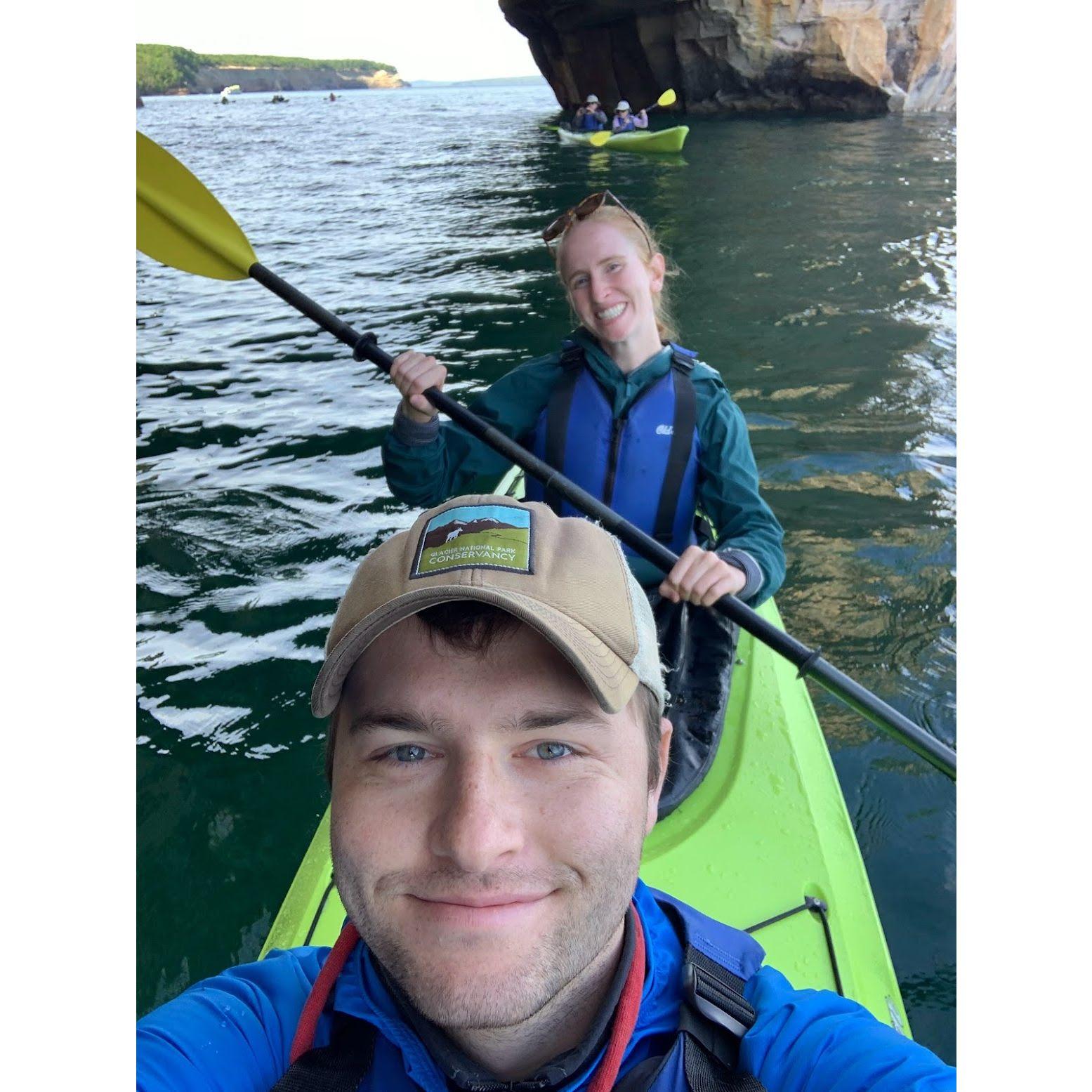 Kayaking at Pictured Rocks in the Upper Peninsula