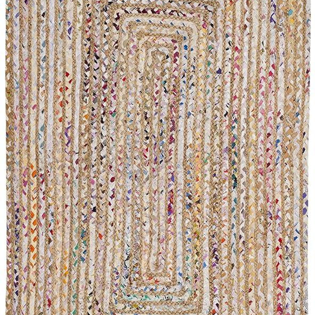 SAFAVIEH Area Rug 2x3 - Cape Cod Collection - Beige & Multi, Handmade Jute & Cotton, Woven Braided Design (CAP202B)