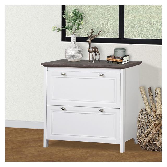 Saint Birch Olivia 2-Drawer Lateral File Cabinets, Gray Oak, White