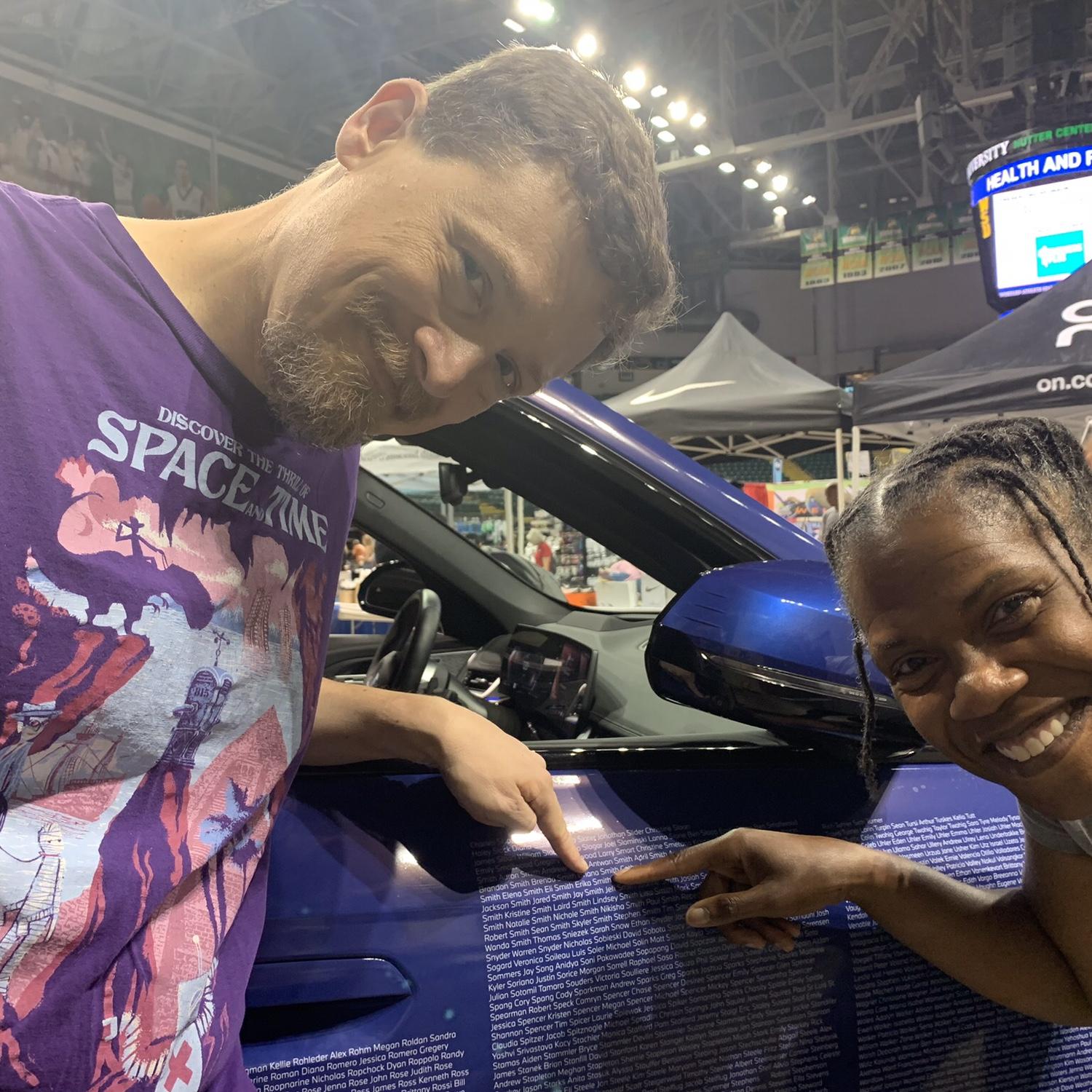 My name on the BMW for running the AF 1/2 marathon.