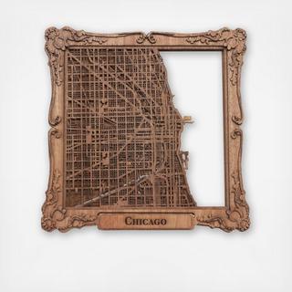 Chicago Map Mahogany