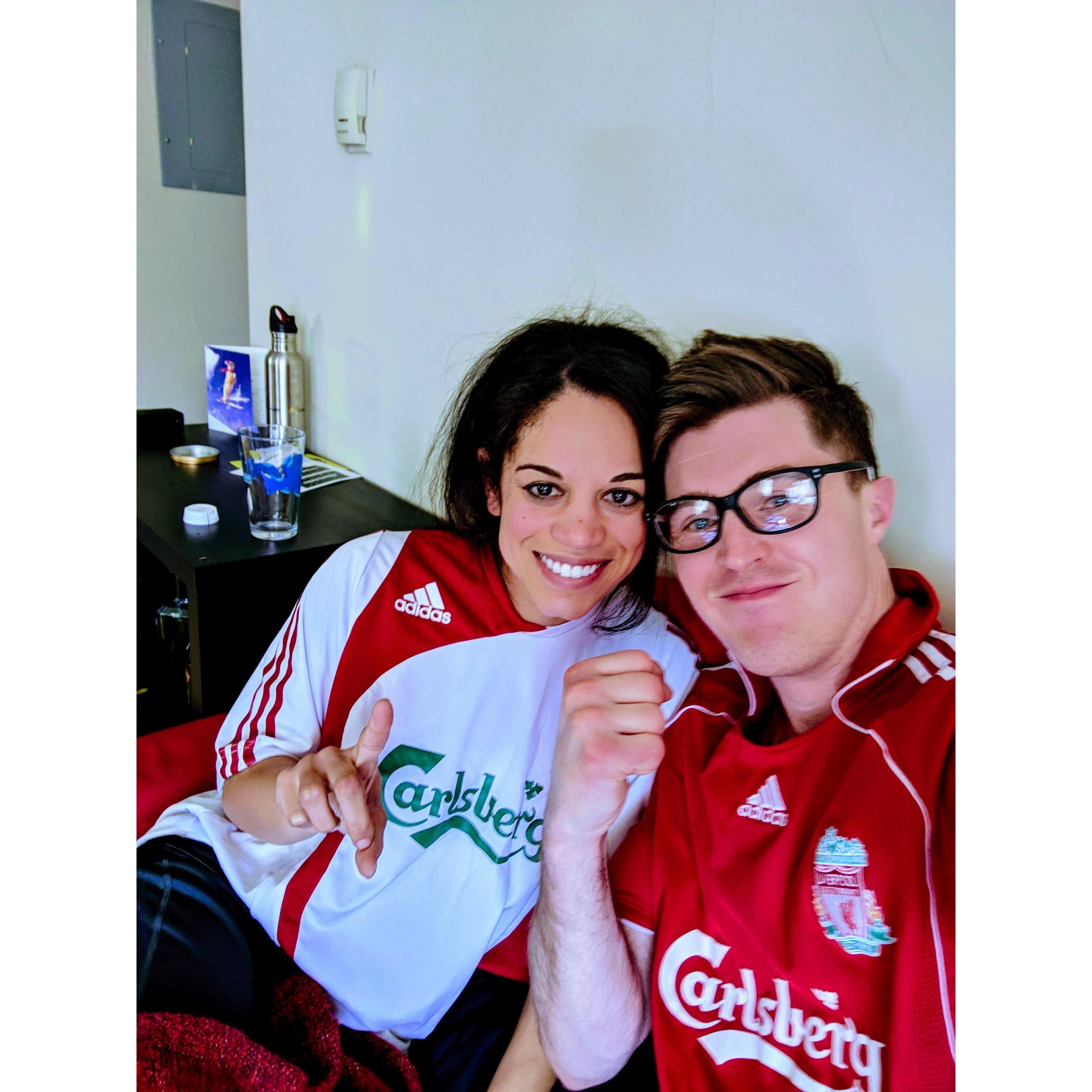 Always supporting Liverpool, even if it requires an early morning wake up!