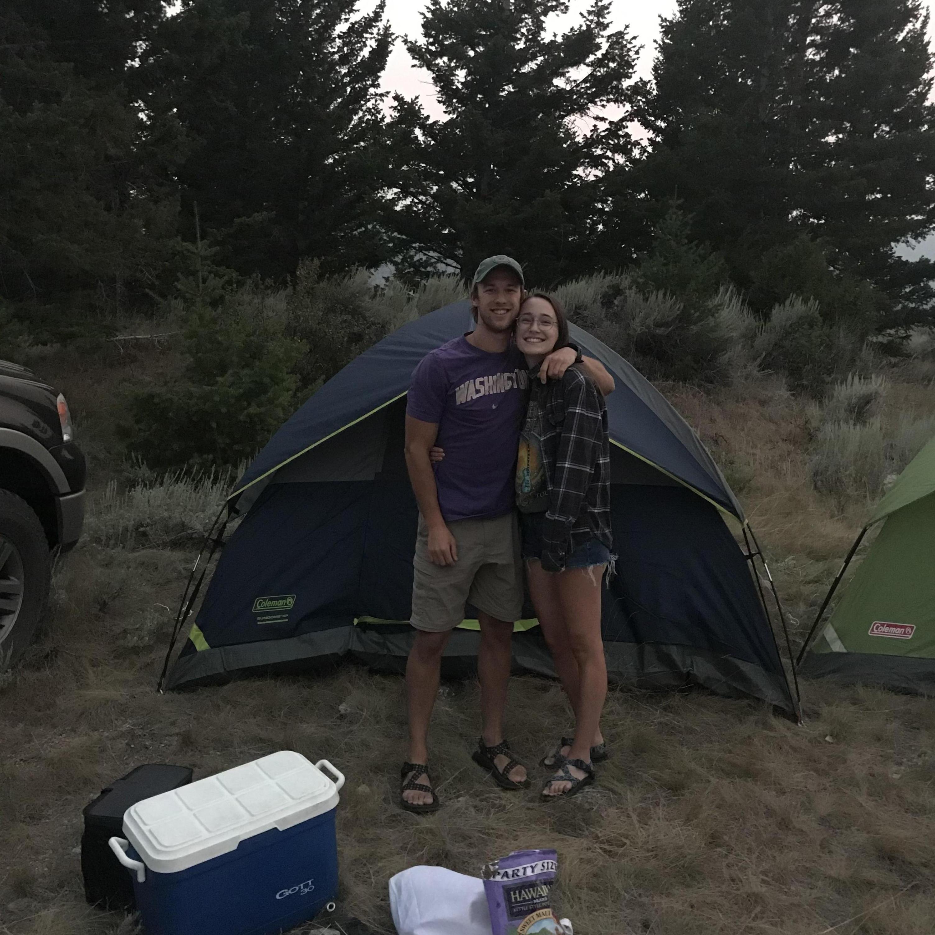 When we went camping for the first time together and decided to buy our first home. It was in-tents!