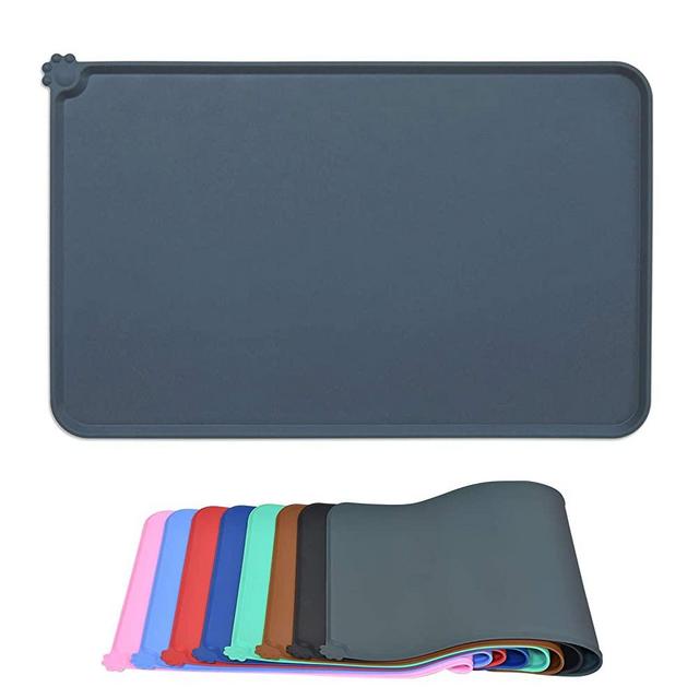 AUDWUD Silicone Waterproof Dog Cat Pet Feeding Mats,Anti-Slip Pet Bowl Mats, Pet Feeding Mat