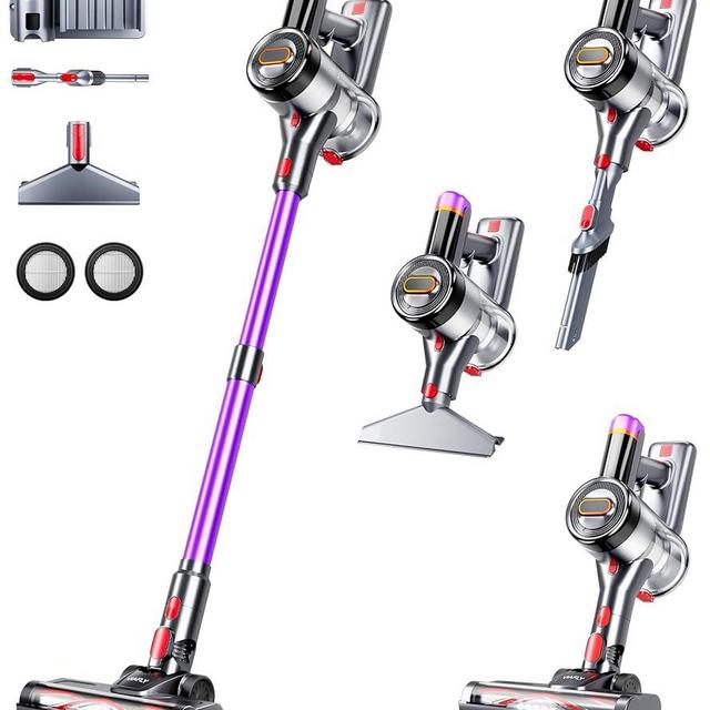 VIAFLY Cordless Vacuum Cleaner, 500W 40Kpa 60Mins Vacuum Cleaners for Home, Anti-Tangle Stick Vacuum with Self-Standing, Wall Mount Charging,LDE Display, Wireless Vacuum for Carpet Pet Hair Hardfloor