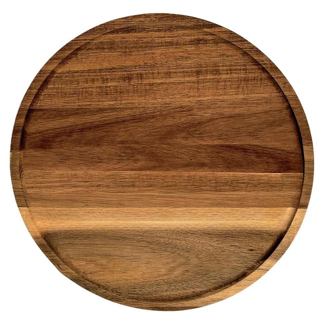 PINXIURY 15.7 Inch Round Wooden Decorative Serving Tray for Coffee Table and Home Decor, Round Wood Tray for Table Centerpiece, Small Candle Tray, Acacia, Appetizer Charcuterie Board