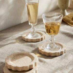 Scalloped Travertine Coasters, Set of 4