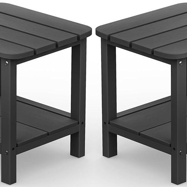 SERWALL Adirondack Table Set of 2, Outdoor Side Table- Gray