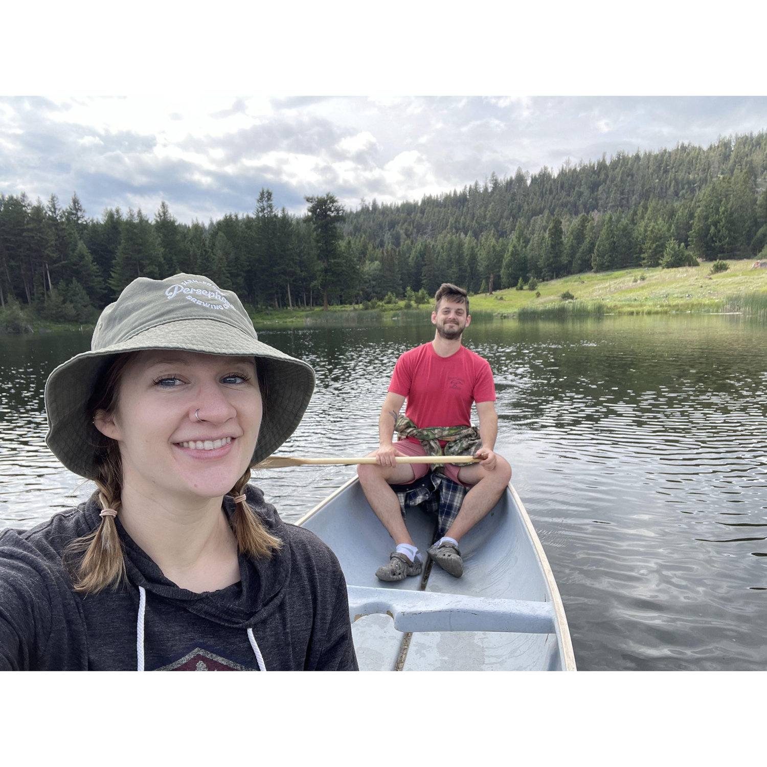 Canoeing at the cabin, attempting to be birders (too boring - we are mushroom people). Merrit, BC - July 2023.