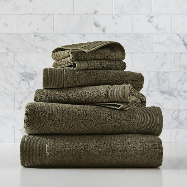 West Elm Super-Plush Turkish Cotton Bath Dark Olive Hand Towels