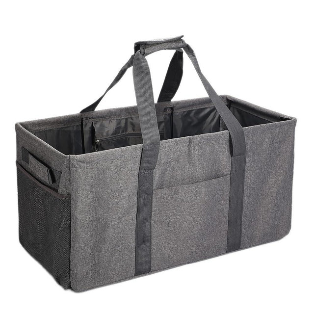 Joyfol Day Extra Large Utility Tote Bag, Reusable Grocery Bags Foldable,Upgraded Metal Frame, With Sturdy Handles Reinforced Bottom Heavy Duty Oxford Fabric Moving Shopping Bags, Gray