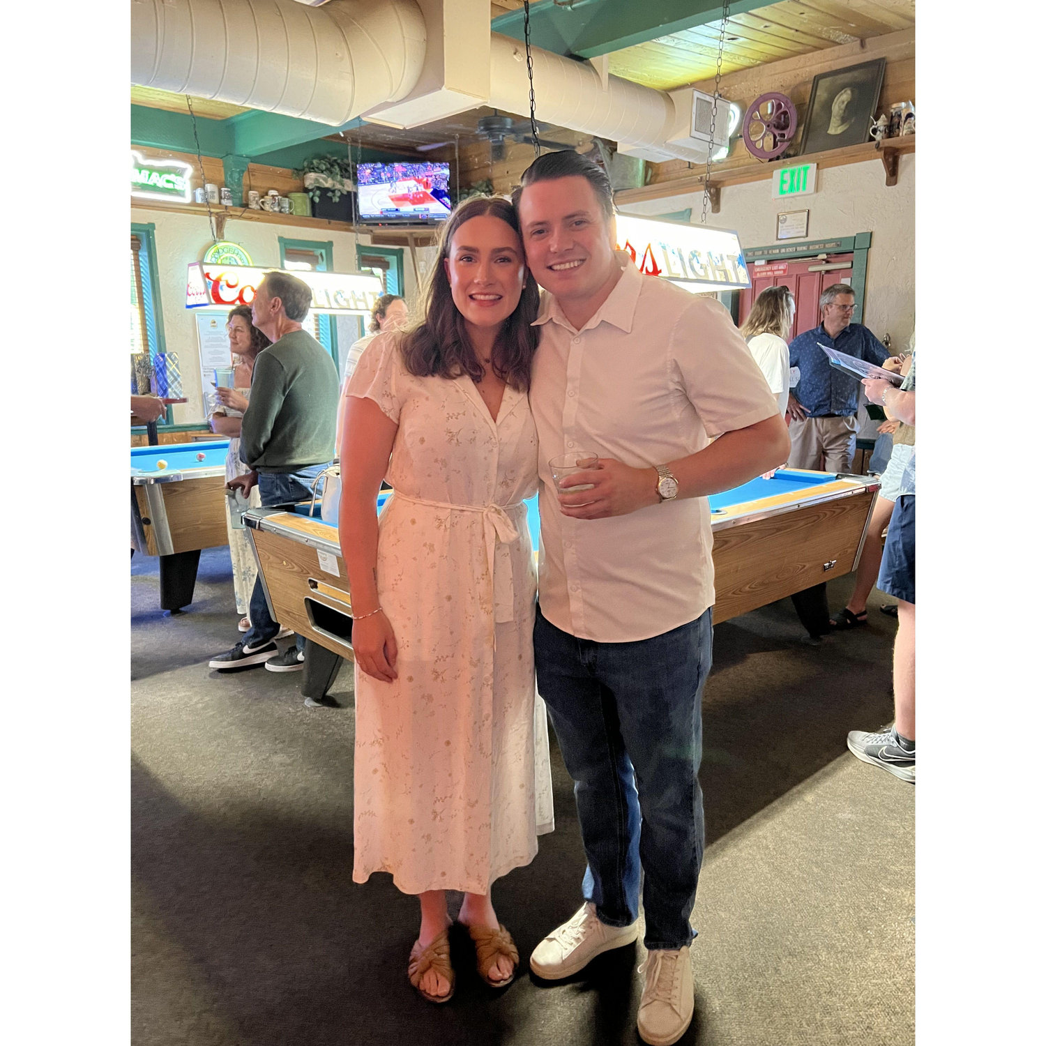 Celebrating our engagement! Parker planned a surprise party for Caroline with close friends and family.