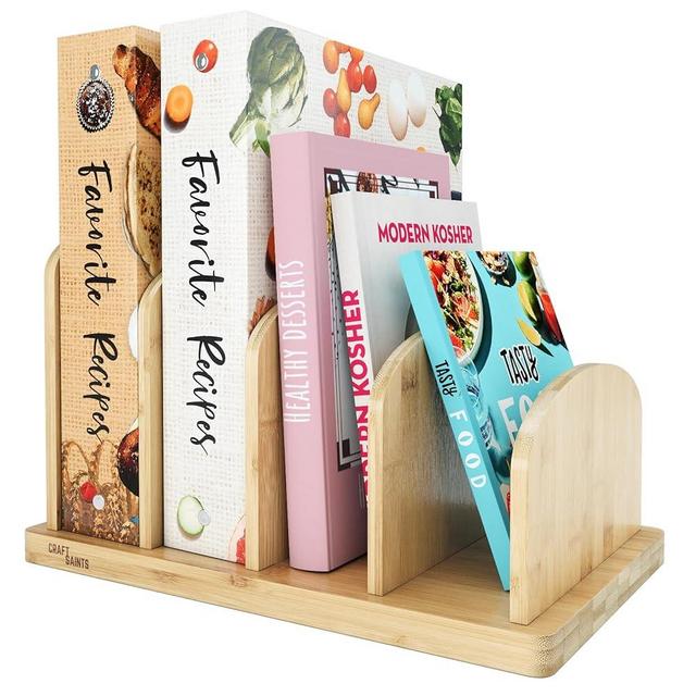 Cook Book Organizer, Recipe Book Holder Rack, Tabletop Stand for Convenient Cookbook Storage, 4-Slot Cook Book Stand Kitchen 12.6x8x7.72, Binder Holder for Desk & Countertop, Kitchen Cookbook Shelf