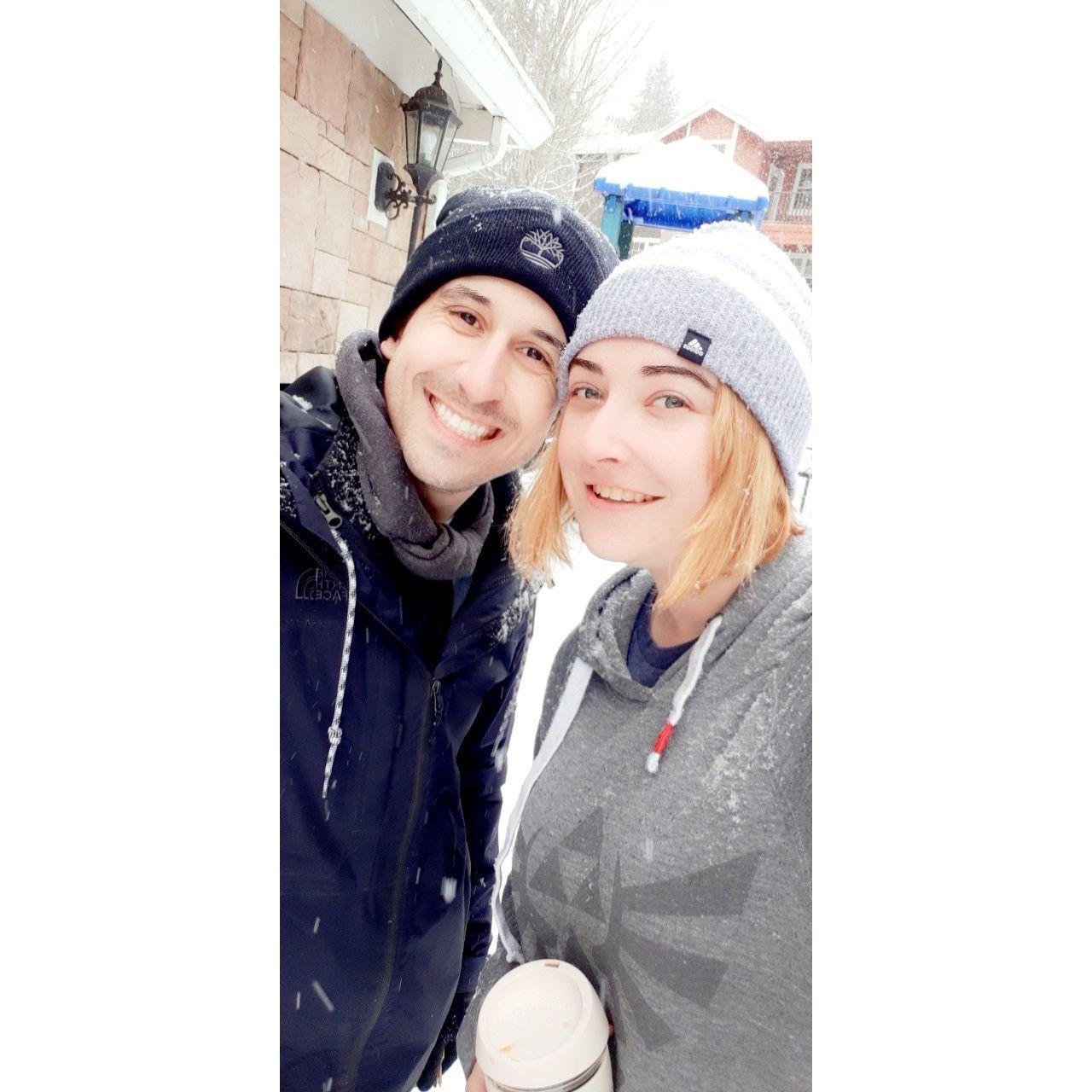 Our first walk in the snow together.